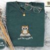 Blue Spruce Owl Be Reading Embroidered T-Shirt