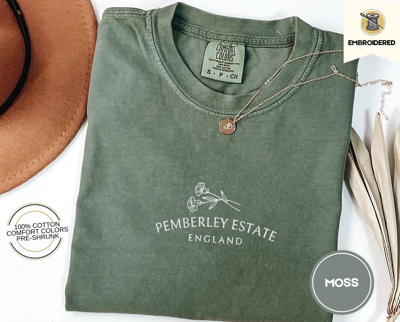 Moss Pemberley Estate Floral Embroidered T-Shirt