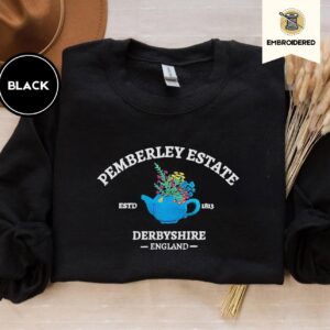 Black Pemberley Estate Floral Teapot Embroidered Sweatshirt