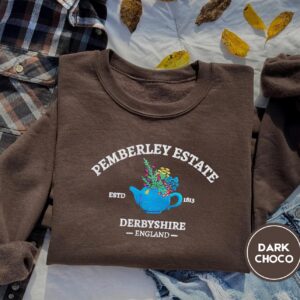Dark Chocolate Pemberley Estate Floral Teapot Embroidered Sweatshirt