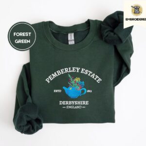 Forest Green Pemberley Estate Floral Teapot Embroidered Sweatshirt