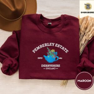 Maroon Pemberley Estate Floral Teapot Embroidered Sweatshirt