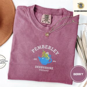 Berry Pemberley Floral Teapot Embroidered T-Shirt