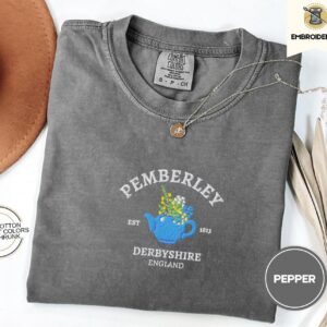 Pepper Pemberley Floral Teapot Embroidered T-Shirt