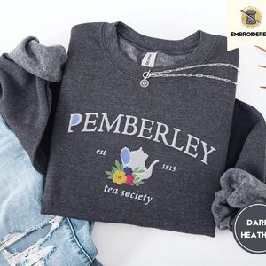 Dark Heather Pemberley Tea Society Embroidered Sweatshirt