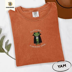Yam Plotting Scheming Even Vampire Frog Embroidered T-Shirt
