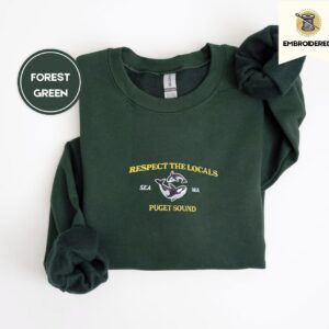 Forest Green Puget Sound Orcas Embroidered Sweatshirt