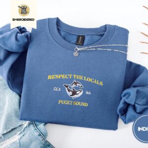 Indigo Blue Puget Sound Orcas Embroidered Sweatshirt