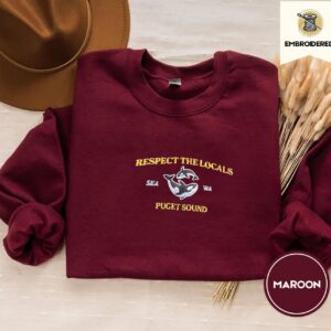 Maroon Puget Sound Orcas Embroidered Sweatshirt
