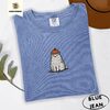 Blue Jean Pumpkin Cat Embroidered T-Shirt