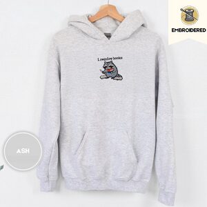 Ash Raccoon and Open Books Embroidered Hoodie