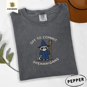 Pepper Raccoon Wizard Embroidered T-Shirt