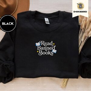Black Read Banned Books Embroidered Sweatshirt