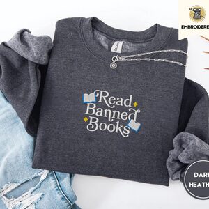 Dark Heather Read Banned Books Embroidered Sweatshirt