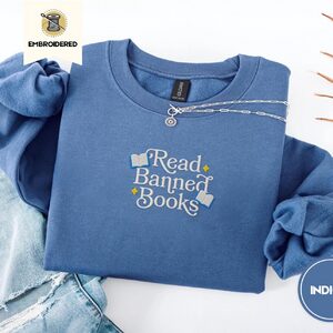 Indigo Blue Read Banned Books Embroidered Sweatshirt