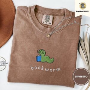 Espresso Reading Bookworm Embroidered T-Shirt