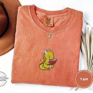 Yam Reading Dragon Embroidered T-Shirt