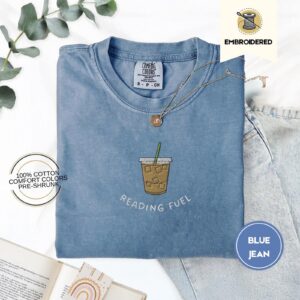 Blue Jean Reading Fuel Iced Coffee Embroidered T-Shirt