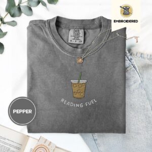 Pepper Reading Fuel Iced Coffee Embroidered T-Shirt