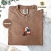 Espresso Reading Ghost and Cat Embroidered T-Shirt