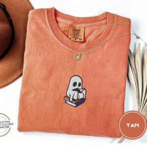 Yam Reading Ghost Embroidered T-Shirt