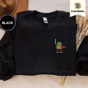 Black Red Cape Frog Embroidered Sweatshirt