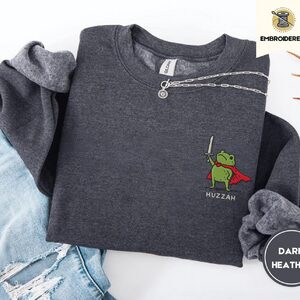 Dark Heather Red Cape Frog Embroidered Sweatshirt