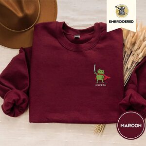 Maroon Red Cape Frog Embroidered Sweatshirt