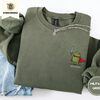 Military Green Red Cape Frog Embroidered Sweatshirt