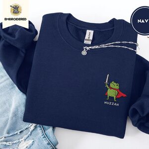 Navy Red Cape Frog Embroidered Sweatshirt