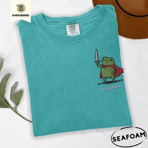 Seafoam Red Cape Frog Embroidered T-Shirt