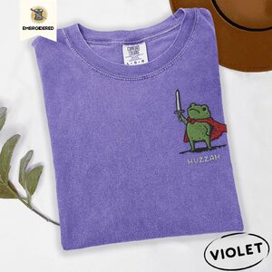 Violet Red Cape Frog Embroidered T-Shirt