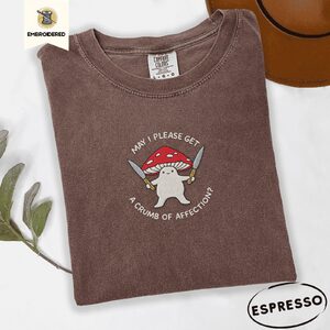 Espresso Red Toadstool With Two Knives Embroidered T-Shirt