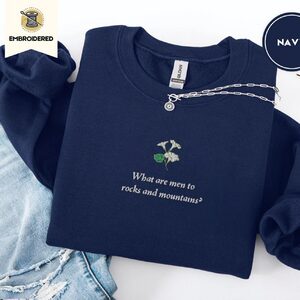 Navy Rocks and Mountains Quote Embroidered Sweatshirt