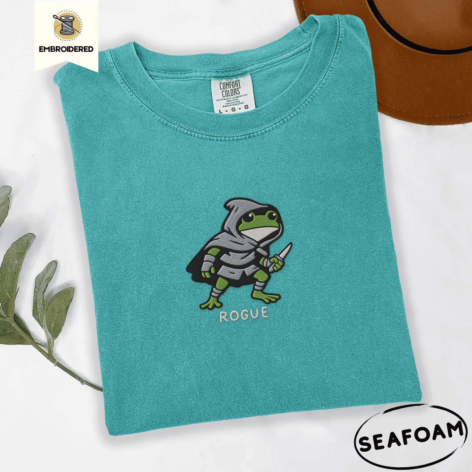 Seafoam Rogue Frog Embroidered T-Shirt