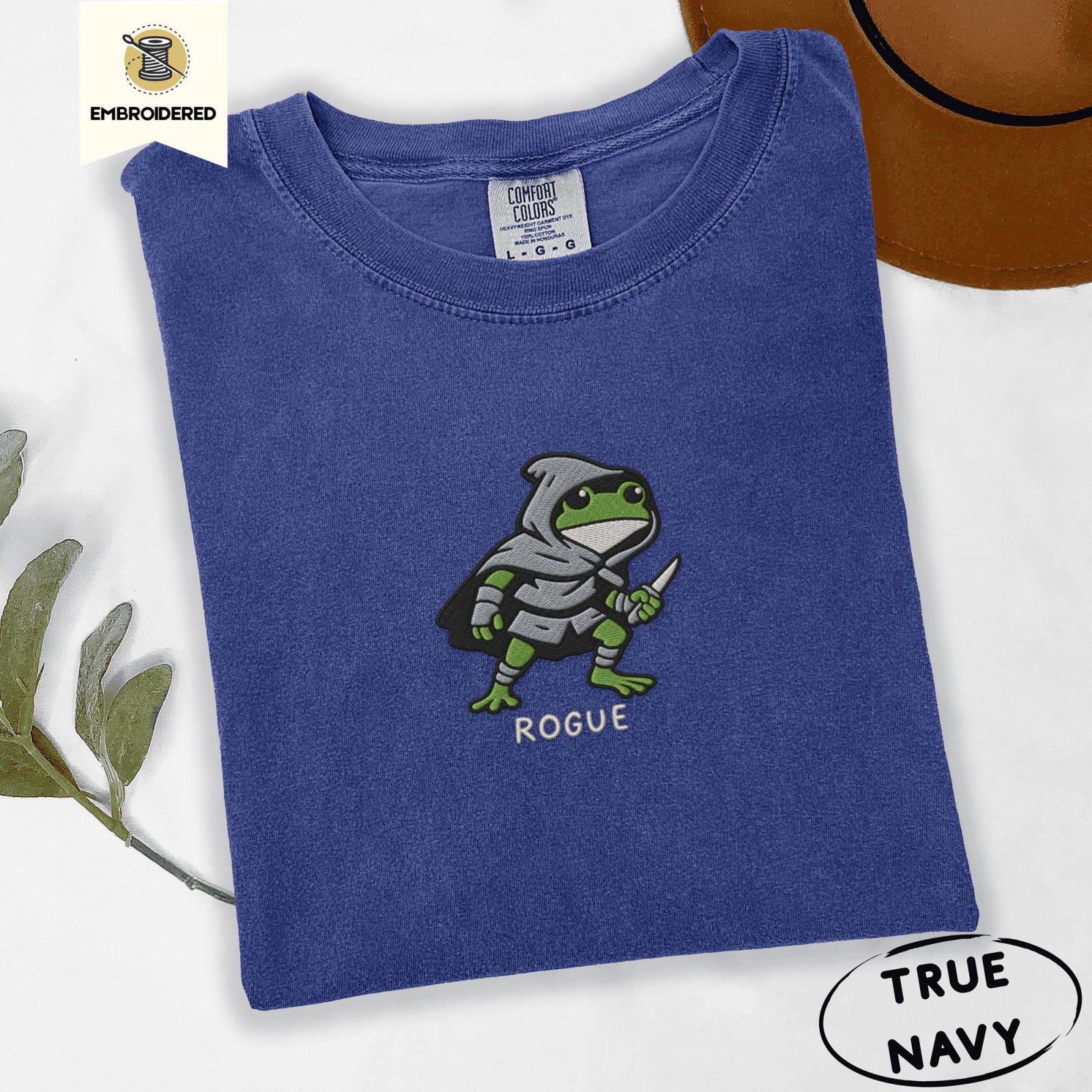 True Navy Rogue Frog Embroidered T-Shirt