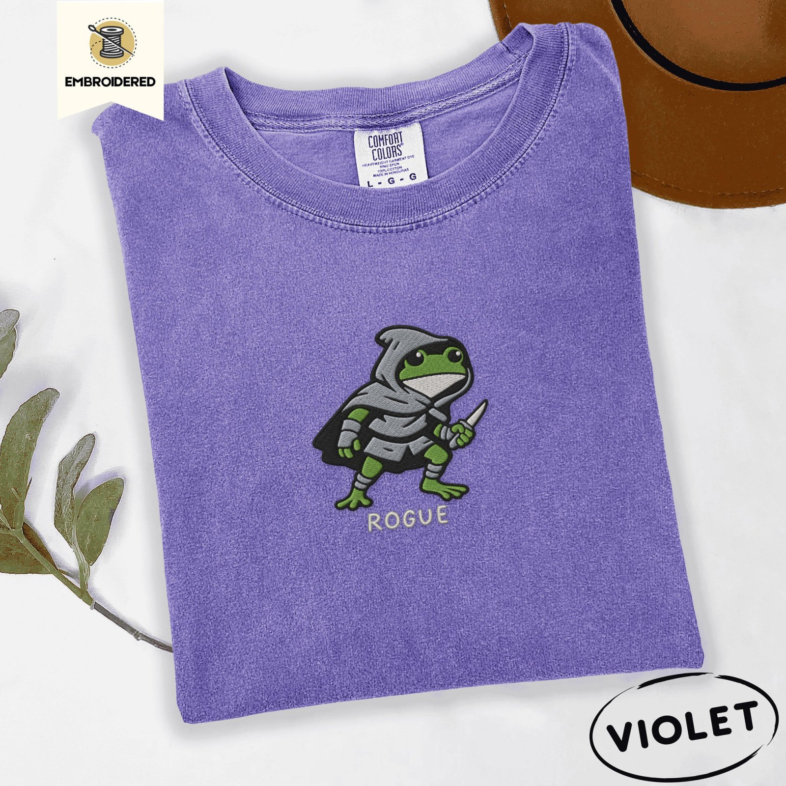 Violet Rogue Frog Embroidered T-Shirt