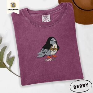 Berry Rogue Pigeon Embroidered T-Shirt