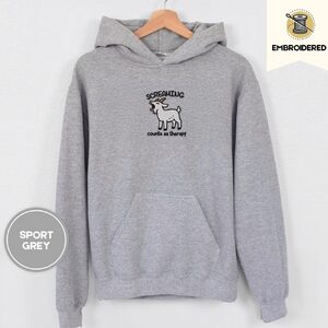 Sport Grey Screaming Goat Embroidered Hoodie