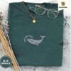 Blue Spruce Sea You Later Whale Embroidered T-Shirt