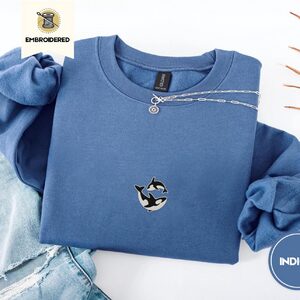 Indigo Blue Seattle Orca Embroidered Sweatshirt