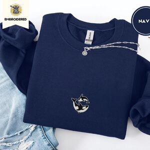 Navy Seattle Orca Embroidered Sweatshirt