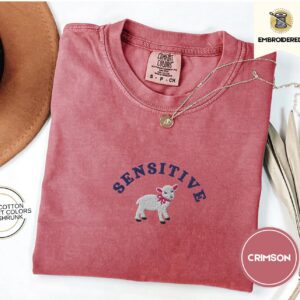 Flat lay of the Sensitive Lamb Embroidered T-Shirt