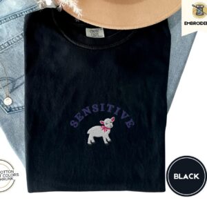 Flat lay of the Sensitive Lamb Embroidered T-Shirt
