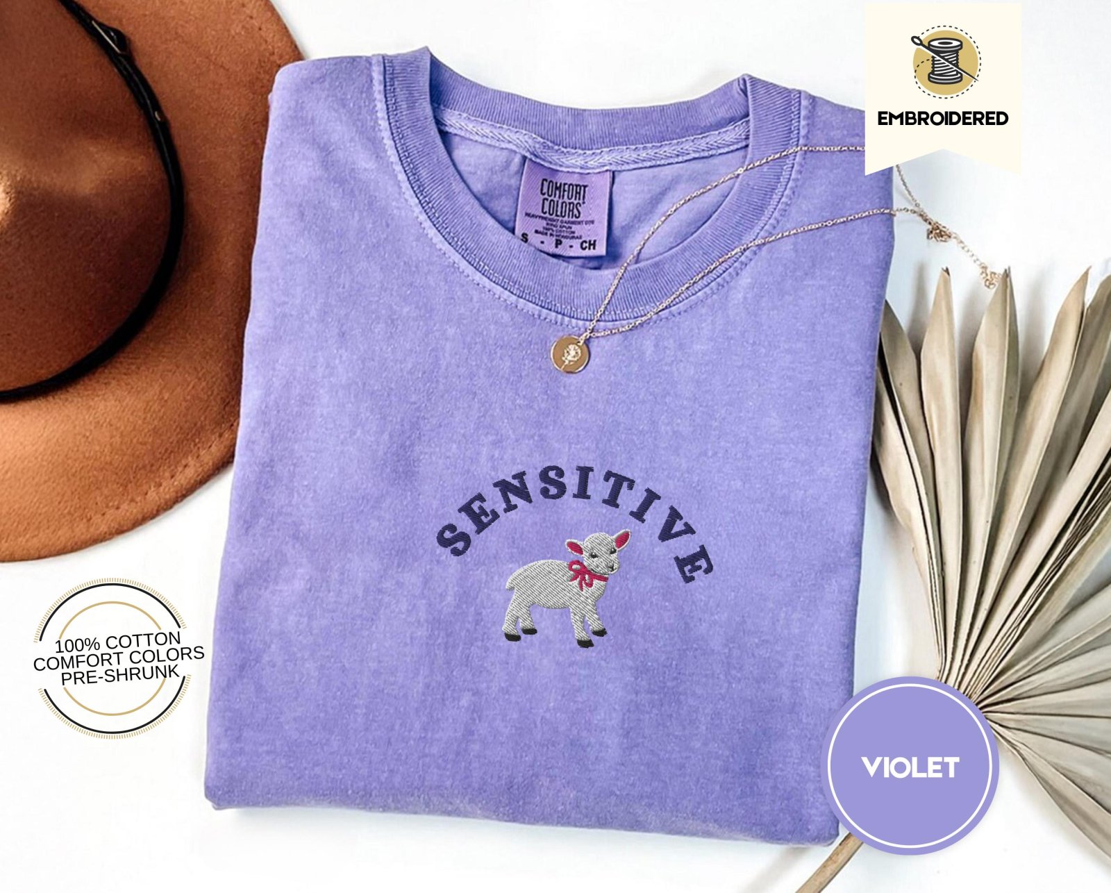 Violet Sensitive Lamb Embroidered T-Shirt