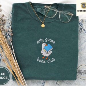 Blue Spruce Silly Goose Book Club Embroidered T-Shirt
