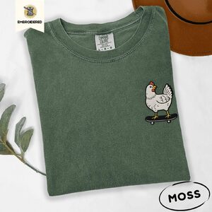 Moss Skateboarding Chicken Embroidered T-Shirt