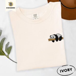 Ivory Sleeping Panda Embroidered T-Shirt