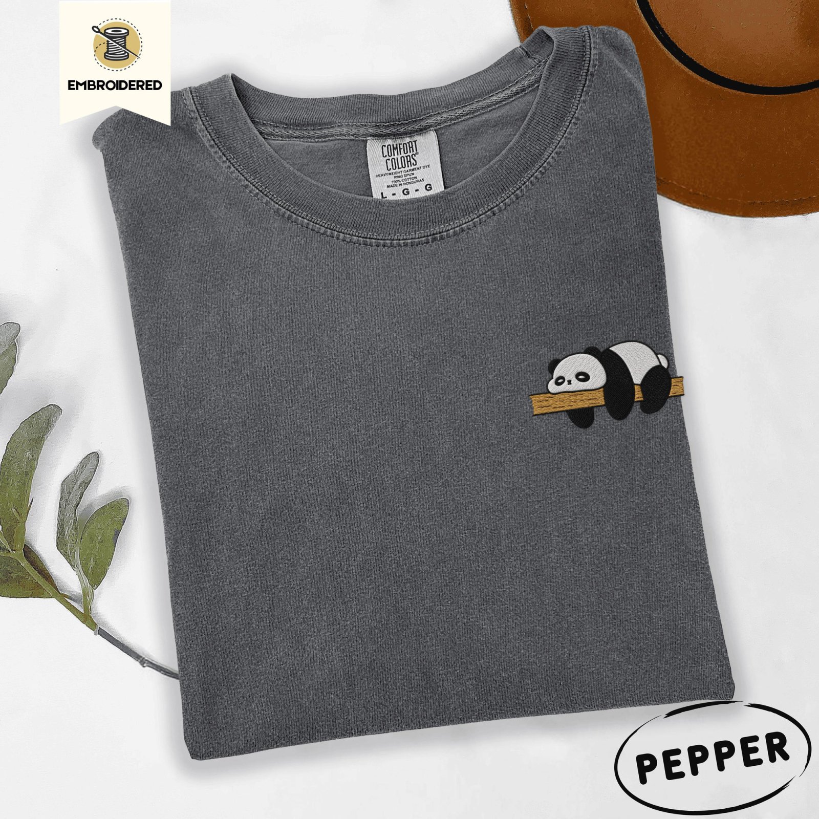Pepper Sleeping Panda Embroidered T-Shirt