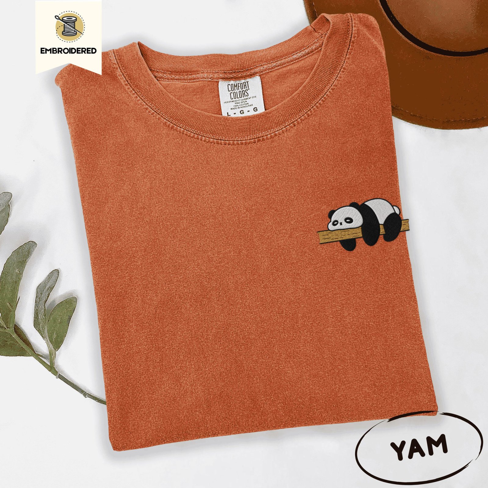 Yam Sleeping Panda Embroidered T-Shirt